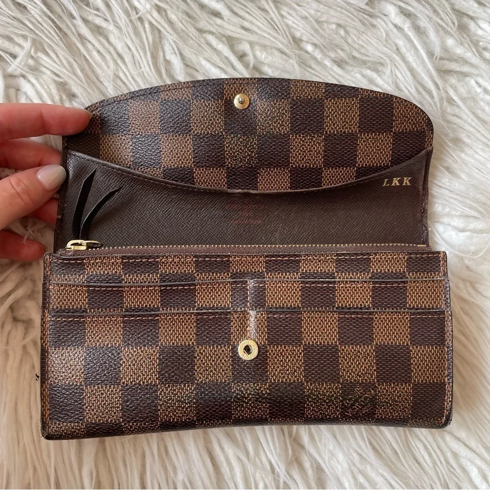 Louis Vuitton Brown Damier Ebene Emilie Continental Wallet Snap Closure 2013 OS